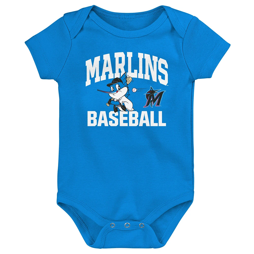 Lot de 3 bodies bleus pour bébé Miami Marlins Batter Up