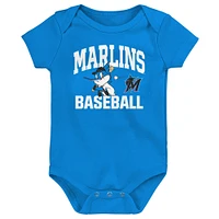 Lot de 3 bodies bleus pour bébé Miami Marlins Batter Up