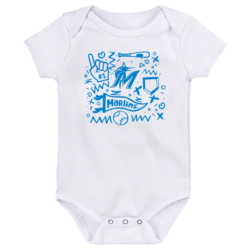 Lot de 3 bodies bleus pour bébé Miami Marlins Batter Up