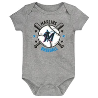 Lot de 3 bodies bleus pour bébé Miami Marlins Batter Up