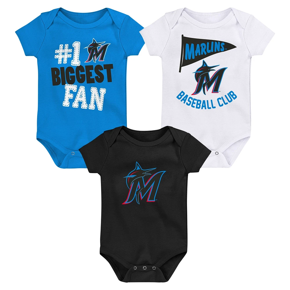 Infant Fanatics Miami Marlins Fan Pennant 3-Pack Bodysuit Set