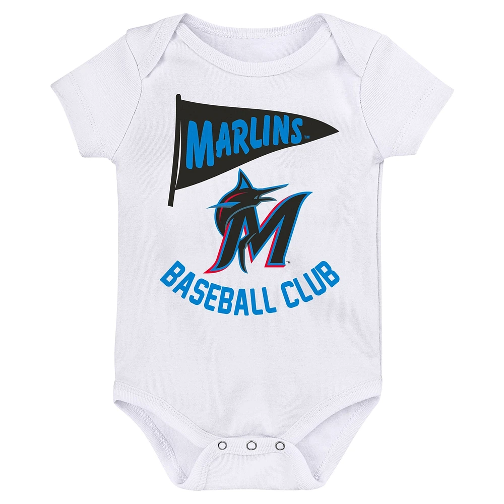 Infant Fanatics Miami Marlins Fan Pennant 3-Pack Bodysuit Set