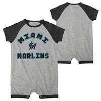 Barboteuse à boutons-pression Raglan Extra Base Hit gris chiné pour béb