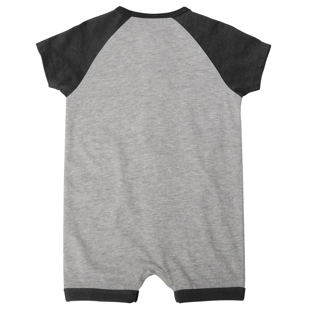 Barboteuse à boutons-pression Raglan Extra Base Hit gris chiné pour béb