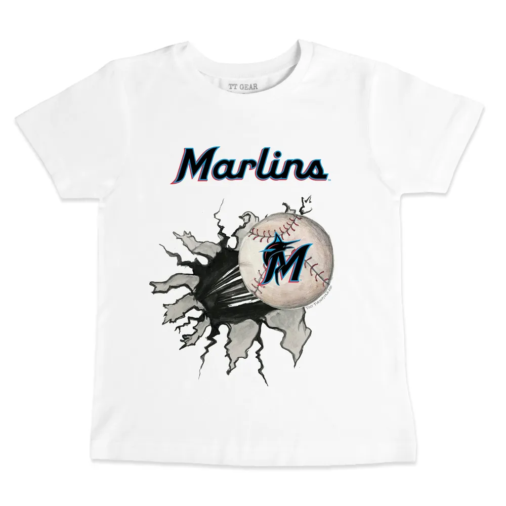 Women's Miami Marlins Tiny Turnip Black Baseball Love T Shirt