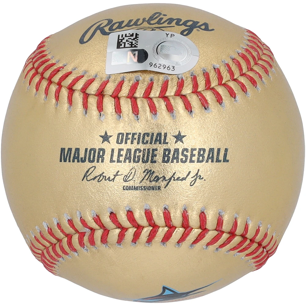 Jazz Chisholm Jr. Miami Marlins Autographed Gold Team Logo Baseball 