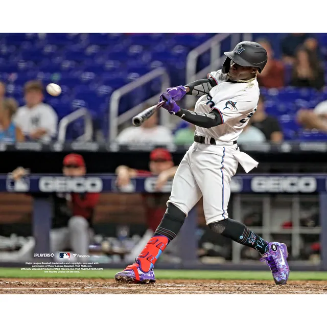 Jazz Chisholm Miami Marlins Unsigned Dives Into Second Base Photograph