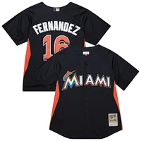 Maillot d'entraînement au bâton authentique noir pour homme Mitchell & Ness Jose Fernandez des Miami Marlins