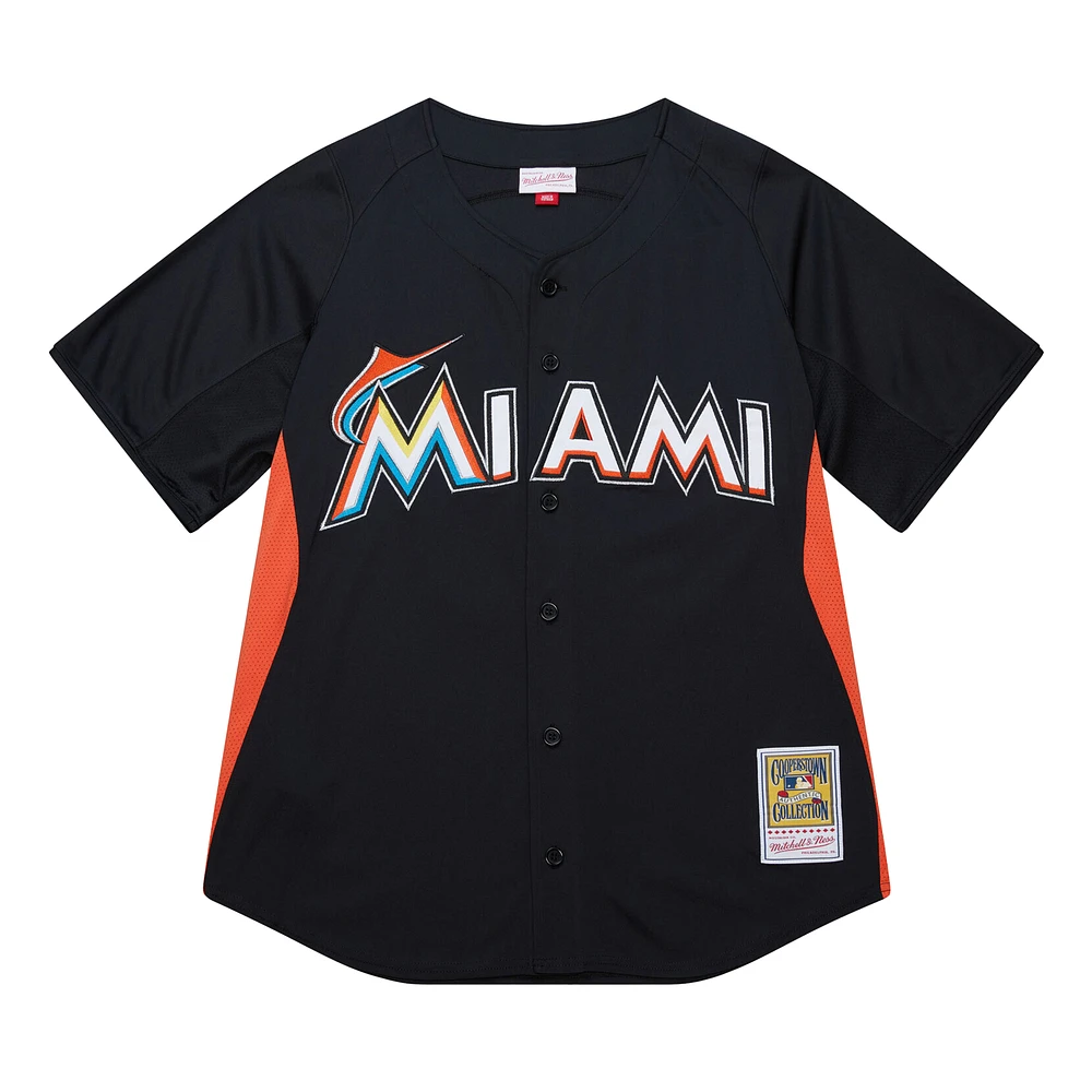 Maillot d'entraînement au bâton authentique noir pour homme Mitchell & Ness Jose Fernandez des Miami Marlins