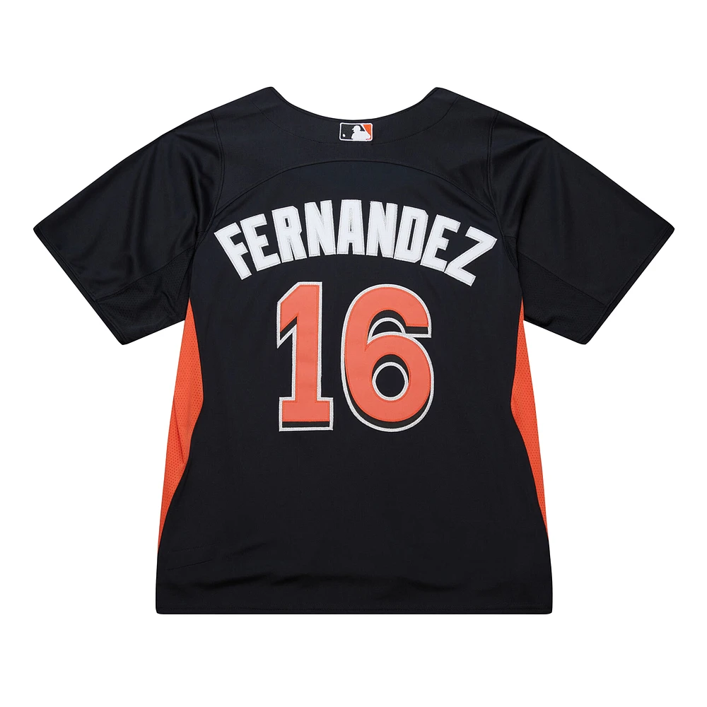 Maillot d'entraînement au bâton authentique noir pour homme Mitchell & Ness Jose Fernandez des Miami Marlins