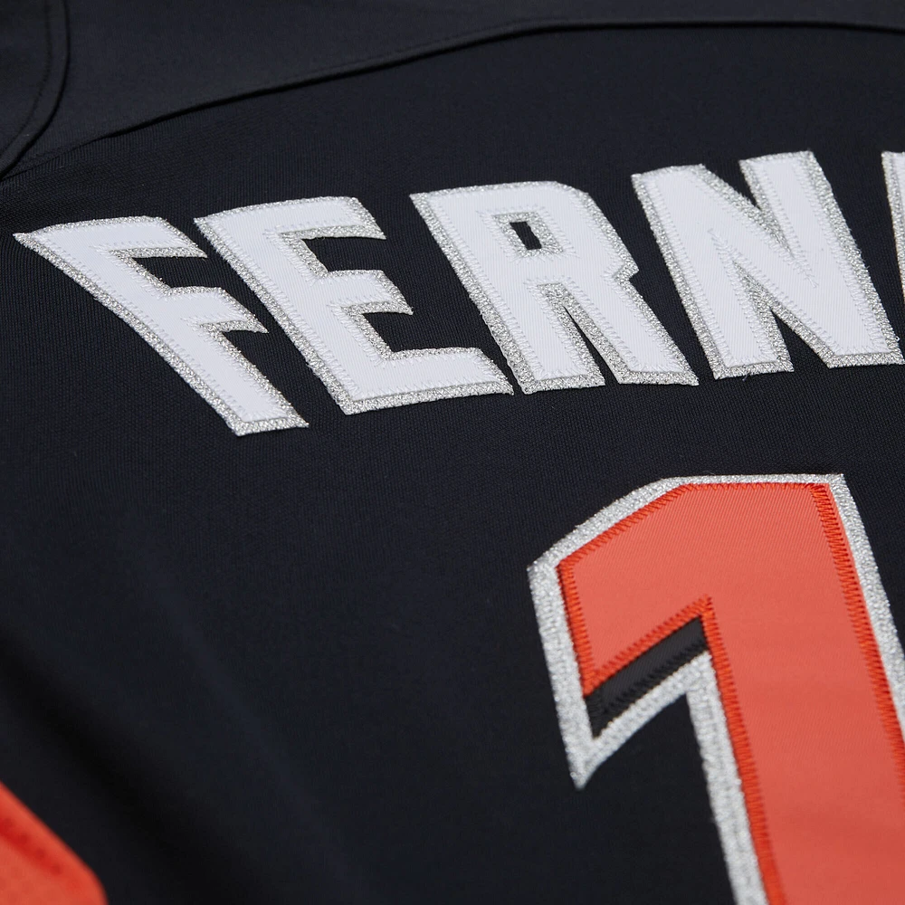Maillot d'entraînement au bâton authentique noir pour homme Mitchell & Ness Jose Fernandez des Miami Marlins