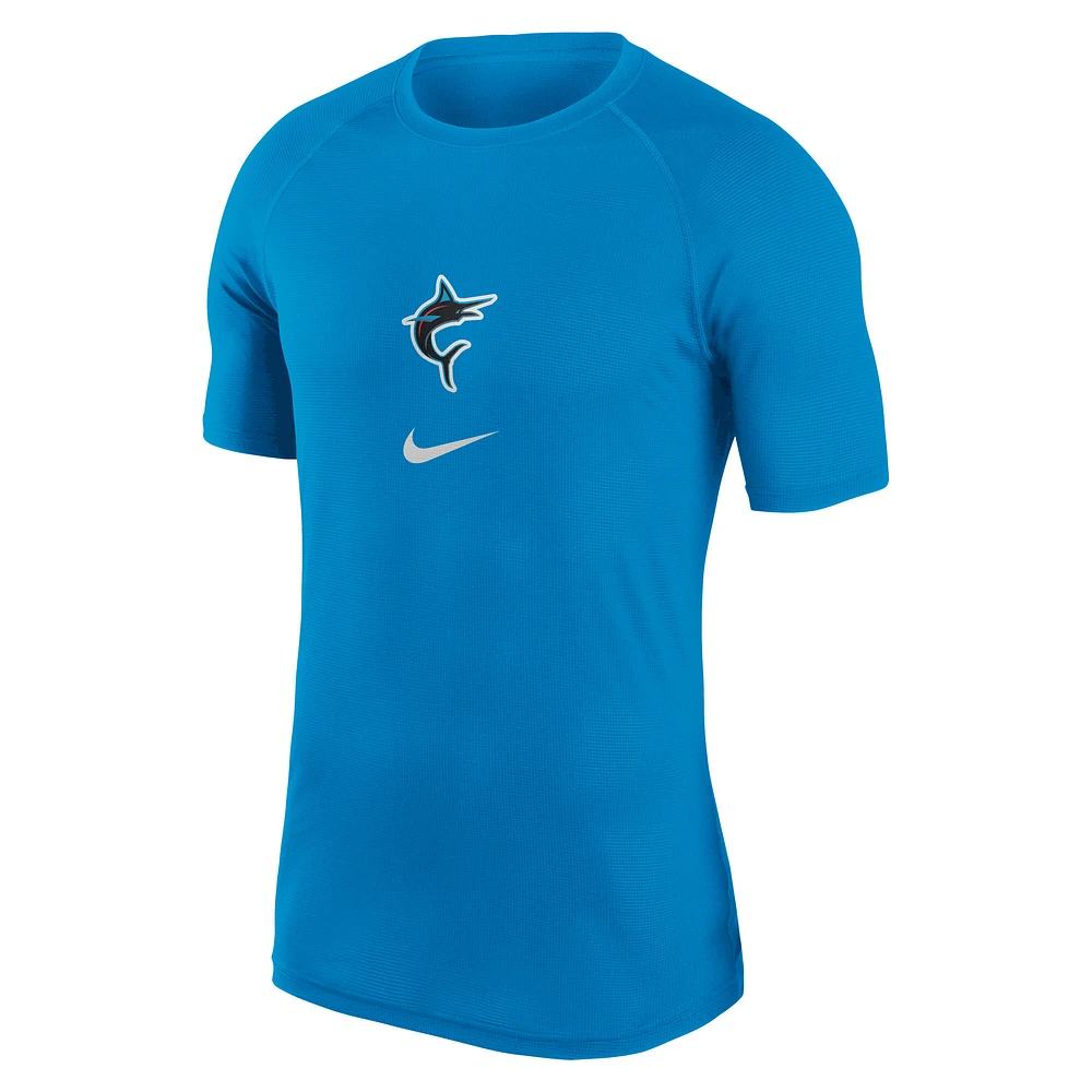 Men's Nike  Blue Miami Marlins City Connect Performance Raglan Base Layer Top