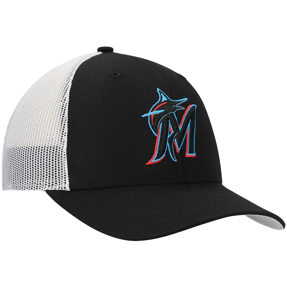 Men's '47 Black/White Miami Marlins Primary Logo Trucker Snapback Hat