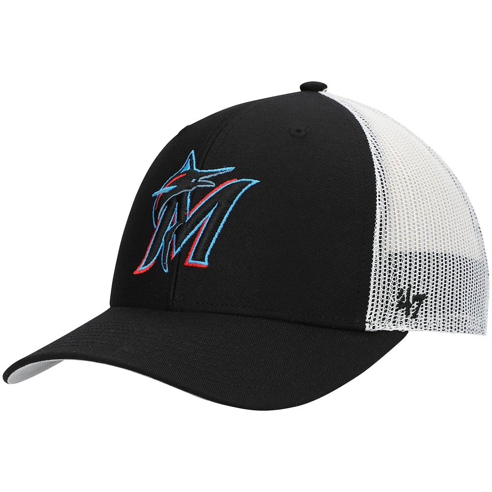 Casquette snapback avec logo principal Miami Marlins '47 noir/blanc pour homme