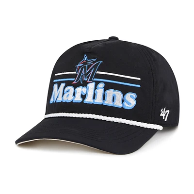 Men's '47 Black Miami Marlins Campscape Hitch Adjustable Hat