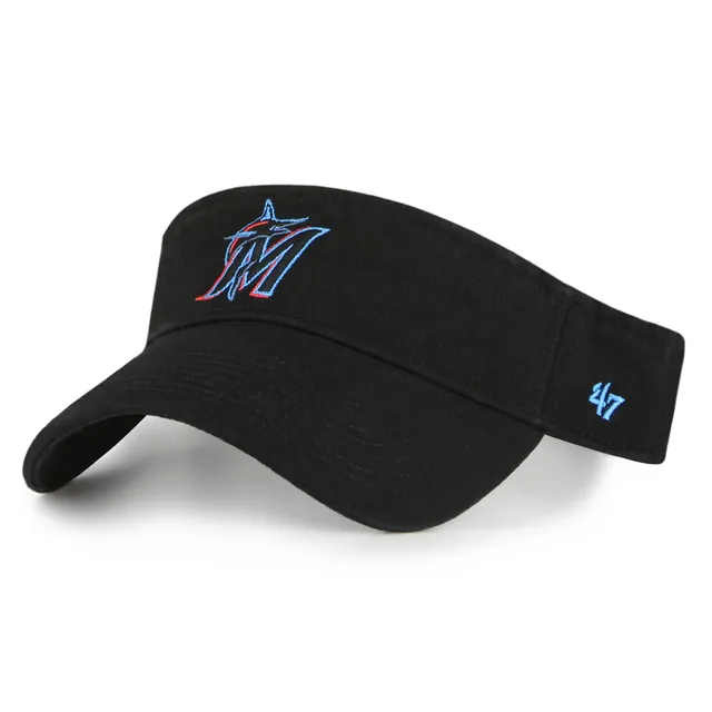 Men's '47 Black/White Miami Marlins Primary Logo Trucker Snapback Hat