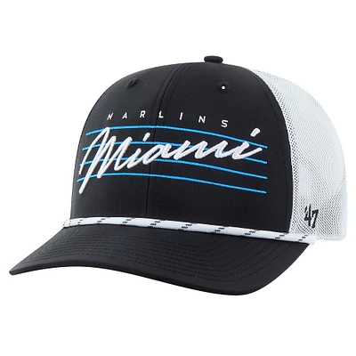 Men's '47 Black Miami Marlins Downburst Trucker Adjustable Hat