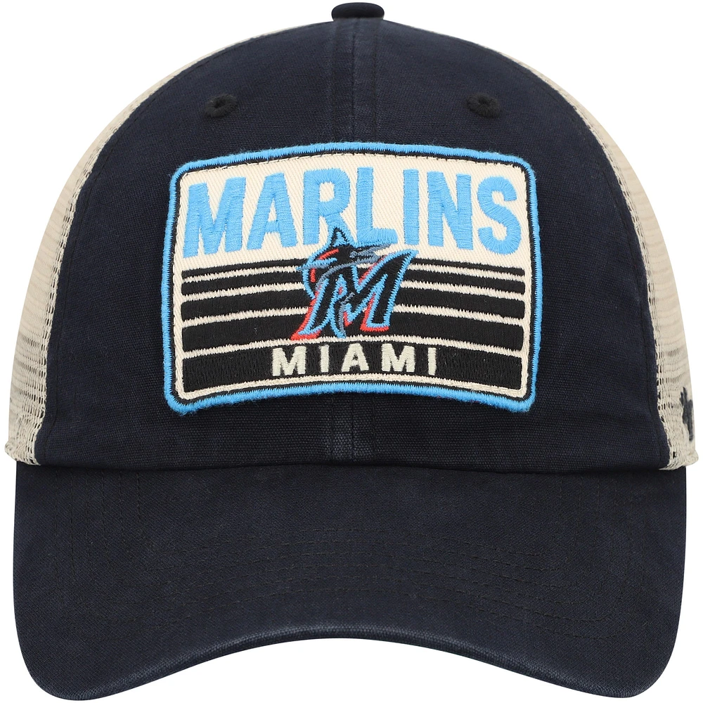 Casquette snapback pour homme '47 Black Miami Marlins Four Stroke Clean Up Trucker