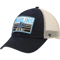 Men's '47 Black Miami Marlins Four Stroke Clean Up Trucker Snapback Hat