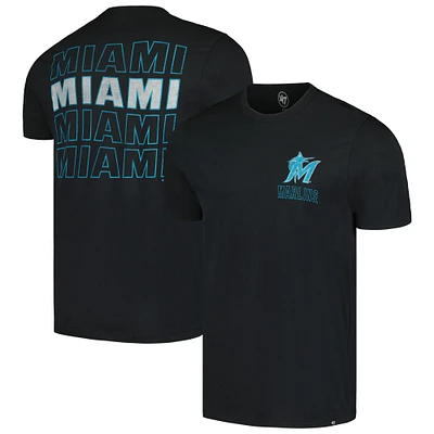 Men's '47 Black Miami Marlins Hang Back Franklin T-Shirt