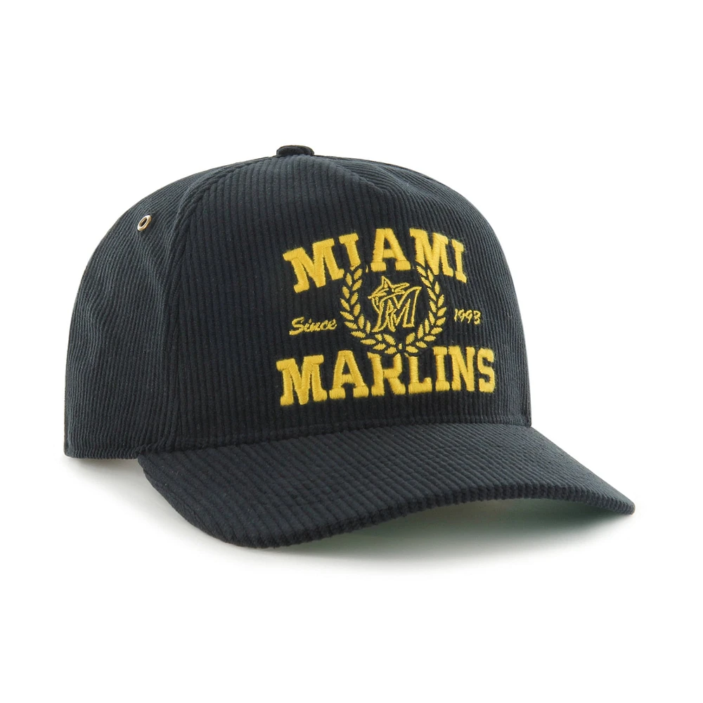 Men's '47 Black Miami Marlins Laurus Corduroy Hitch Snapback Hat