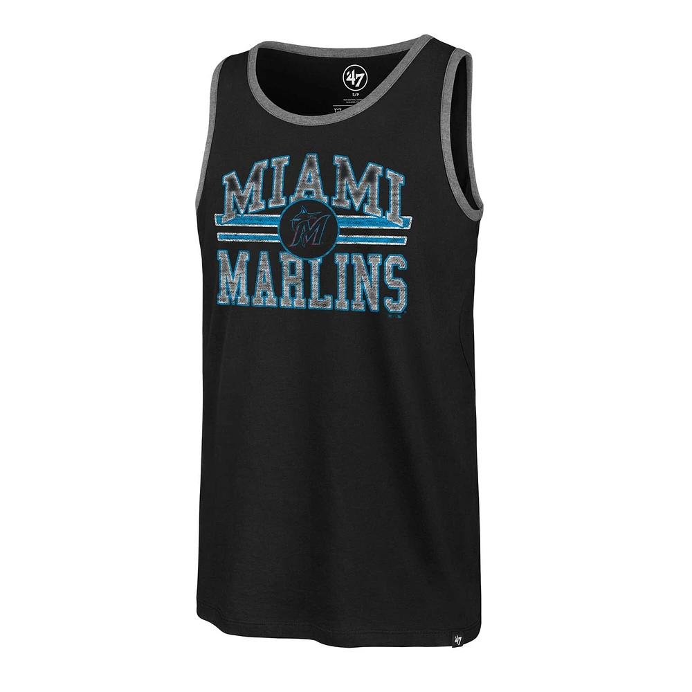 Men's '47 Black Miami Marlins Winger Franklin Tank Top