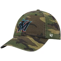 Casquette réglable '47 Camo Miami Marlins Team Clean Up pour homme