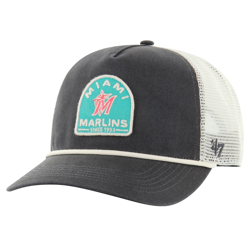 Men's '47 Charcoal Miami Marlins Cypress Trucker Hitch Adjustable Hat