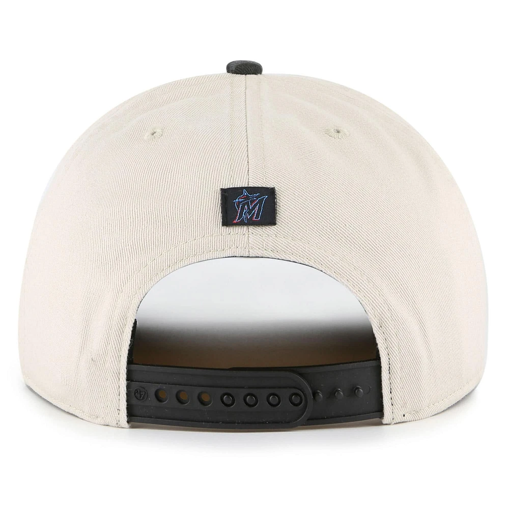 Men's '47 Cream/Black Miami Marlins Fiji Rope Hitch Adjustable Hat