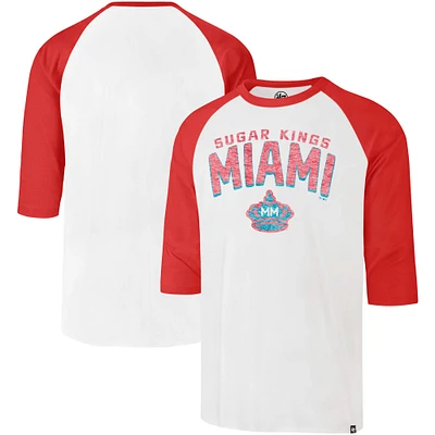 Men's '47 Cream Miami Marlins City Connect Crescent Franklin Raglan 3/4-Sleeve T-Shirt