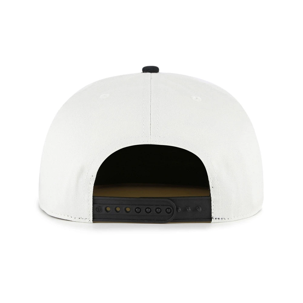Men's '47 White/Black Miami Marlins Foundation Captain Snapback Hat