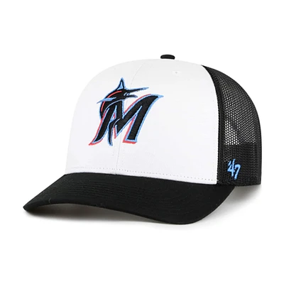 Men's '47 White/Black Miami Marlins Freshman Trucker Adjustable Hat