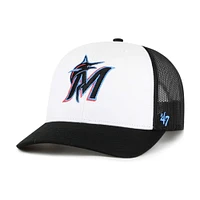 Men's '47 White/Black Miami Marlins Freshman Trucker Adjustable Hat