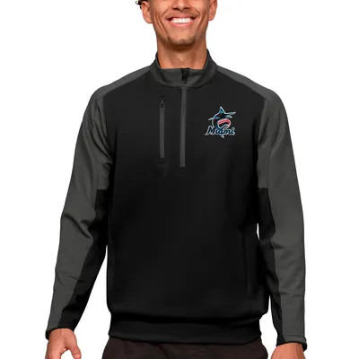 Men's Antigua White/Gray Miami Dolphins Pace Quarter-Zip Pullover Jacket