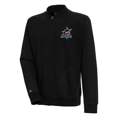 Men's Antigua  Black Miami Marlins Victory Full-Zip Jacket