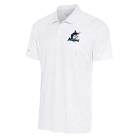 Polo Antigua blanc/gris pour homme Miami Marlins 19th Hole