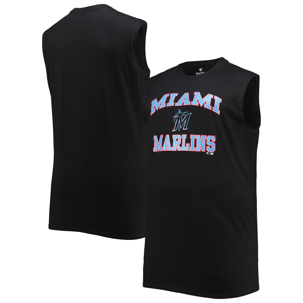 Profile Men's Black Miami Marlins Big & Tall Jersey Muscle Tank Top