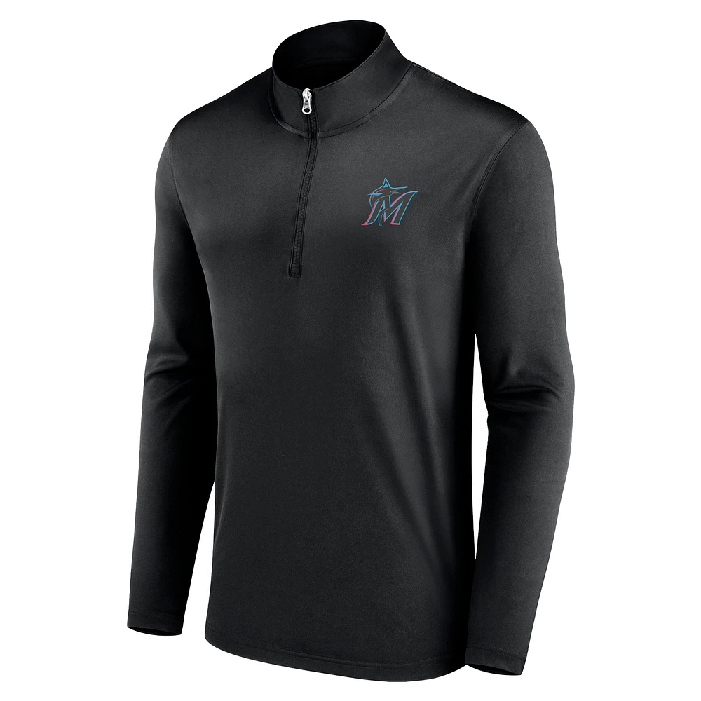 Veste zippée à quart de tour pour homme, noire, Miami Marlins Underdog Mindset