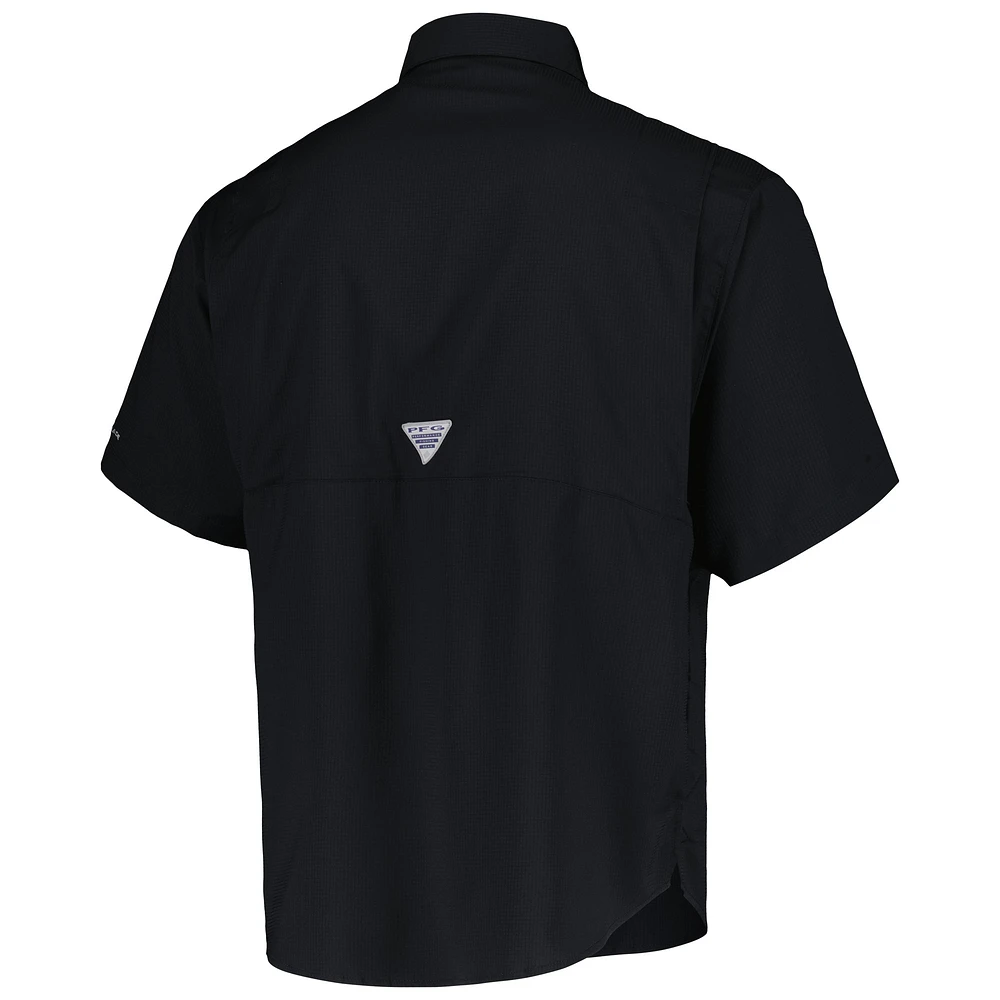 Men's Columbia Black Miami Marlins Tamiami Omni-Shade Button-Down Shirt