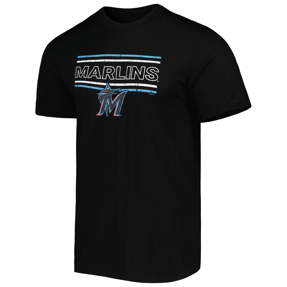 Ensemble de nuit avec t-shirt et pantalon Miami Marlins Badge Concepts Sport pour homme, noir/gris