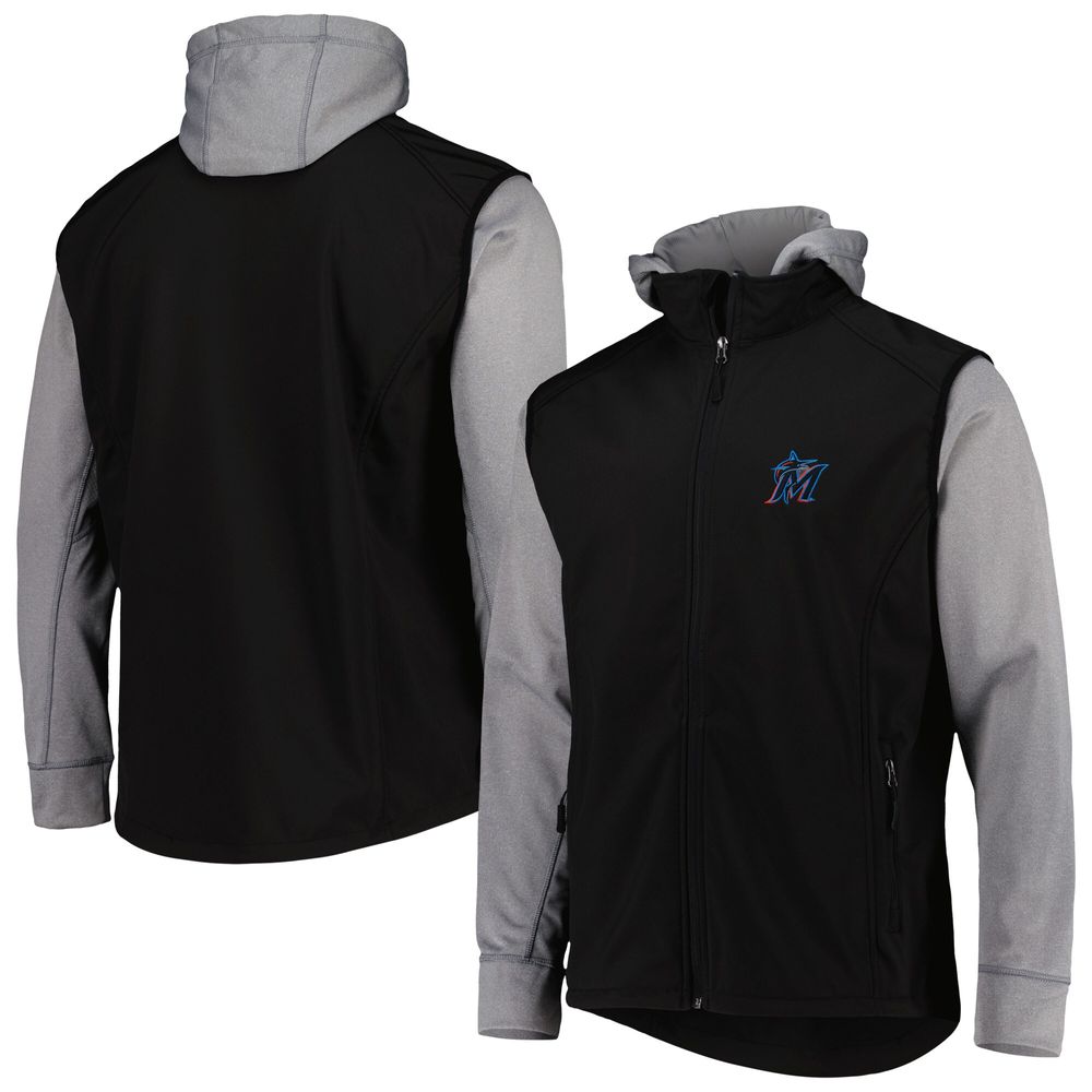 Men's Dunbrooke Black/Heather Gray Miami Marlins Alpha Full-Zip Jacket