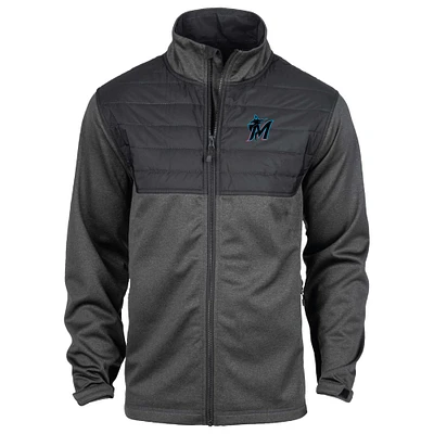 Veste entièrement zippée Dunbrooke Heather Black Miami Marlins Explorer pour hommes