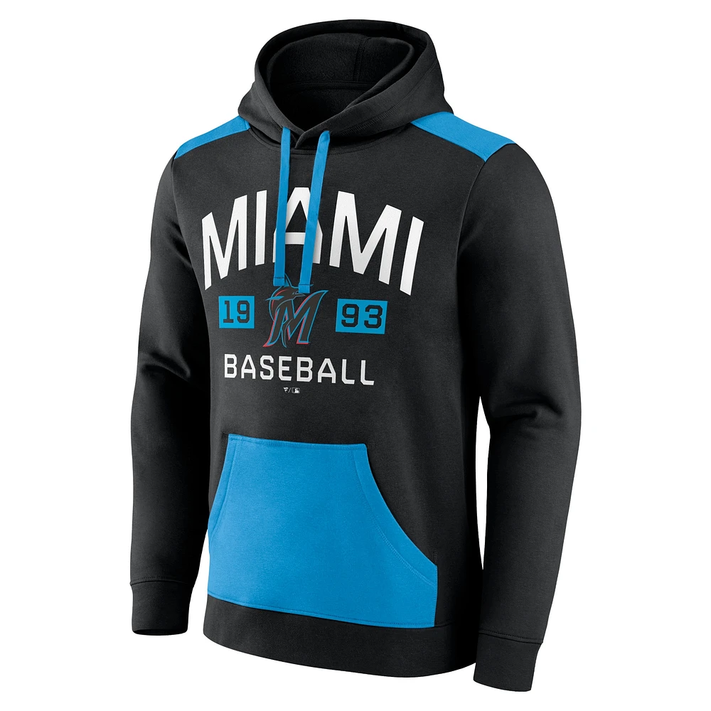 Men's Fanatics Black/Blue Miami Marlins Chip Team Pullover Hoodie