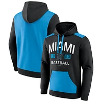 Sweat à capuche noir/bleu pour homme Fanatics Miami Marlins Chip Team