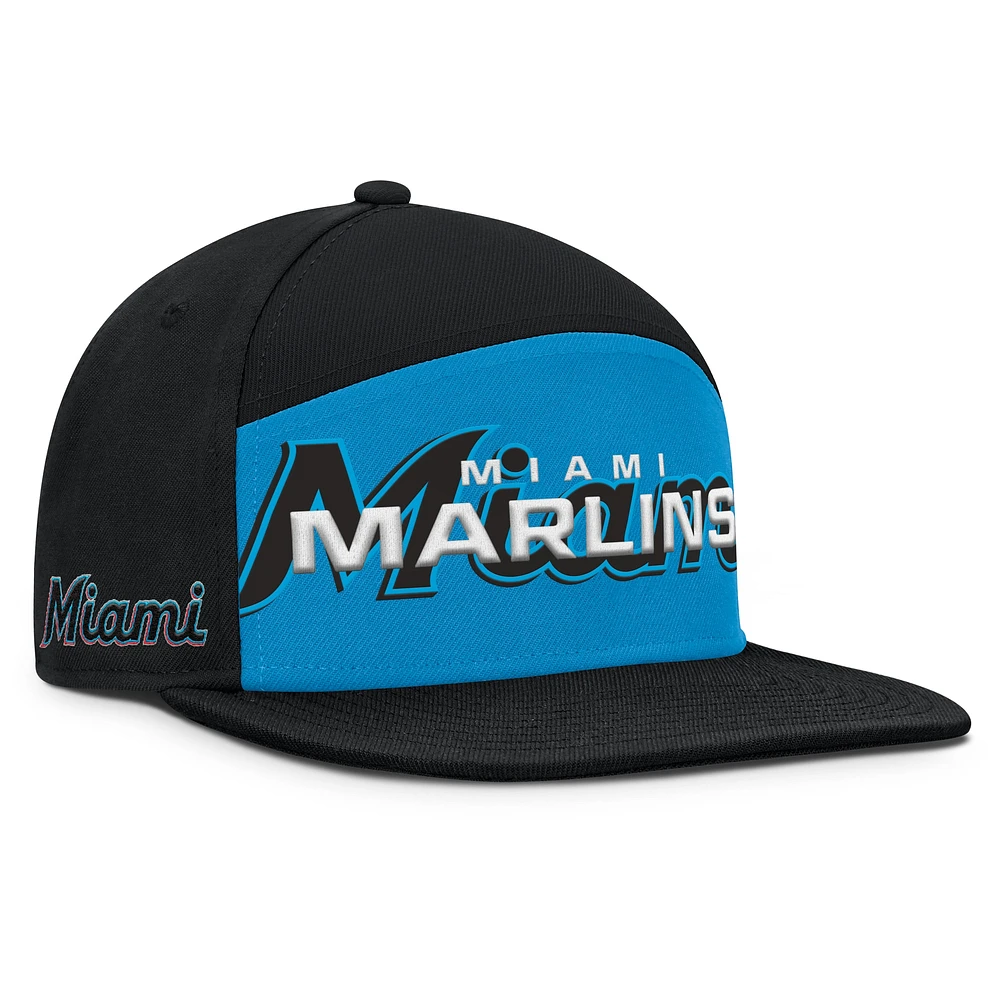 Men's Fanatics Black/Blue Miami Marlins Clubhouse Splitter Snapback Hat