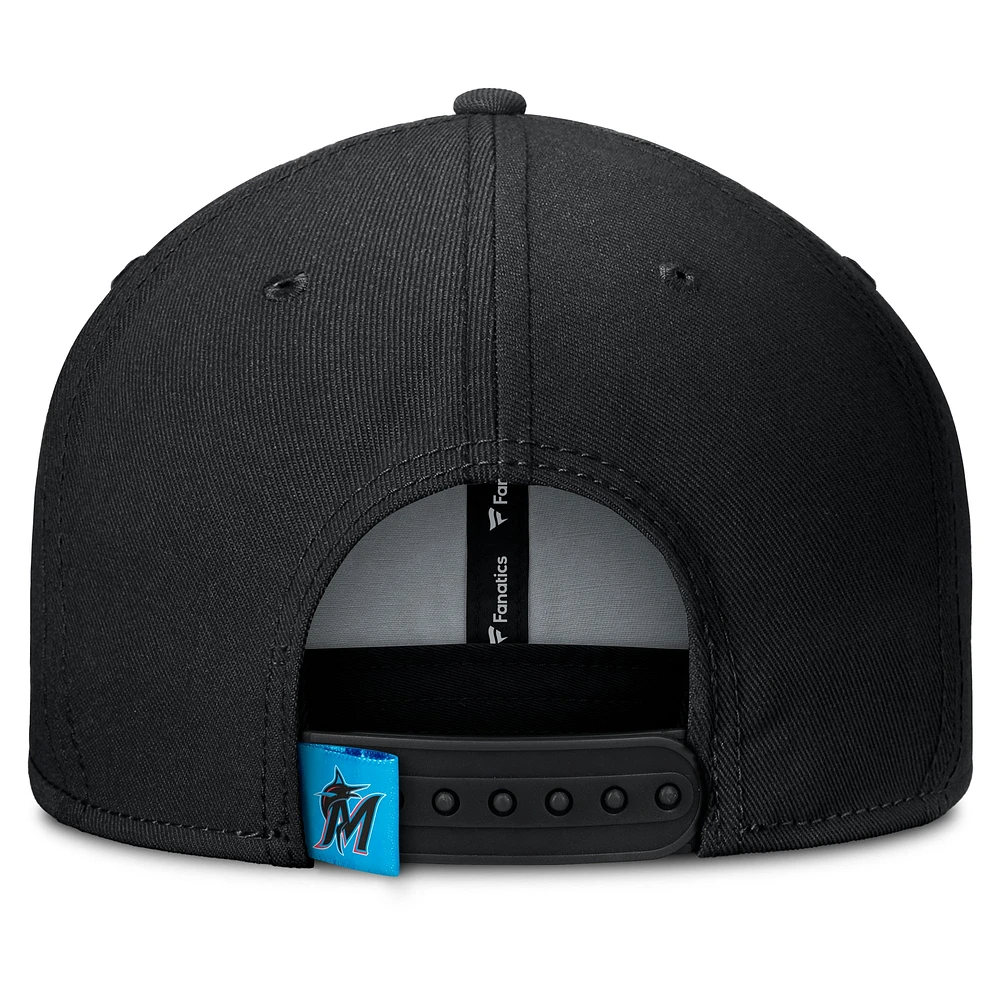 Men's Fanatics Black/Blue Miami Marlins Clubhouse Splitter Snapback Hat