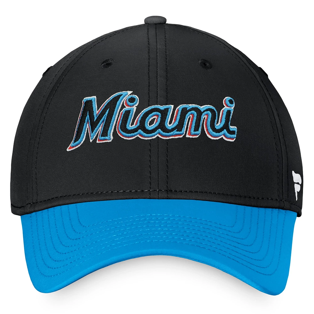 Casquette Fanatics noir/bleu Miami Marlins Core Flex pour hommes