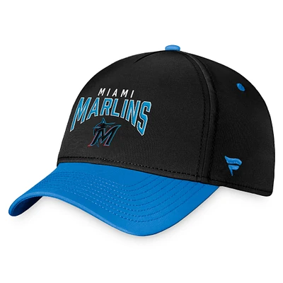 Casquette flexible avec logo empilé Miami Marlins Fanatics noir/bleu pour hommes