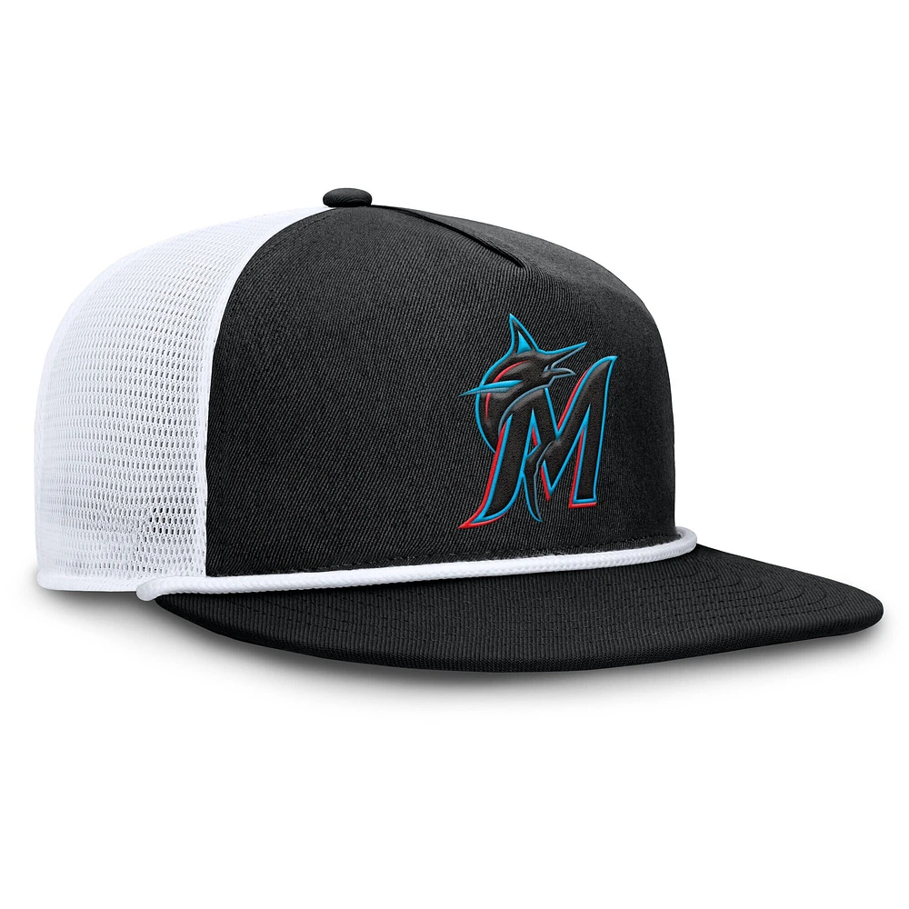 Casquette snapback Fanatics noire/blanche pour homme des Miami Marlins Clubhouse Change Up