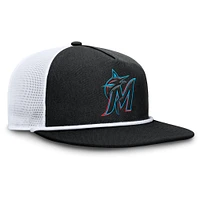 Casquette snapback Fanatics noire/blanche pour homme des Miami Marlins Clubhouse Change Up